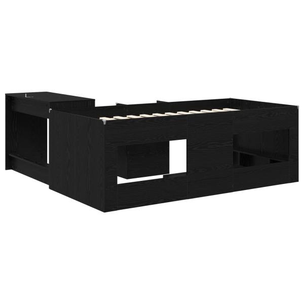 Hochbett mit Schreibtisch für Kinder 2 Stk. Schwarze Eiche