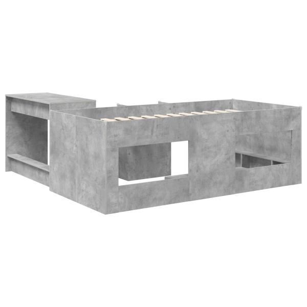 Hochbett mit Schreibtisch für Kinder Betongrau 75 x 190 cm