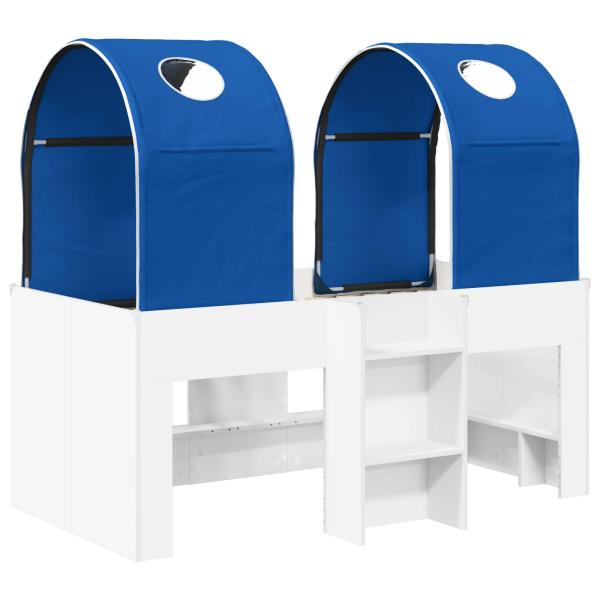 Bett mit Tunnel 3 stk. Weiß und Blau Holzwerkstoff