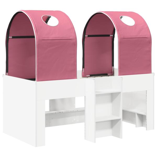 Bett mit Tunnel 3 stk. Weiß und Rosa Holzwerkstoff