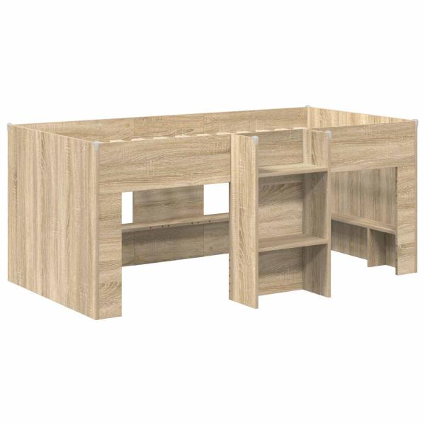 Bett mit Tunnel 3 Stk. Sonoma und Rot Holzwerkstoff