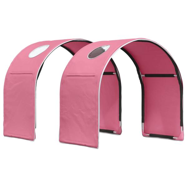 Bett mit Tunnel mit Regal 3 stk. Weiß und Rosa Holzwerkstoff