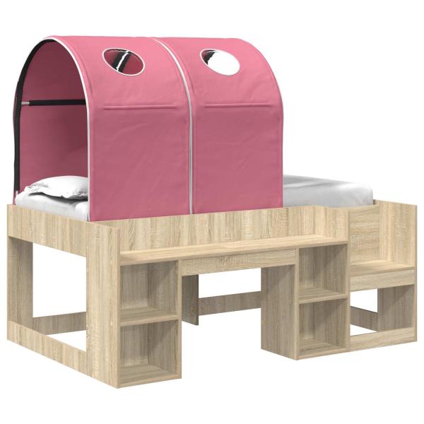Bett mit Tunnel 3 Stk. Sonoma Eiche und Pink Holzwerkstoff