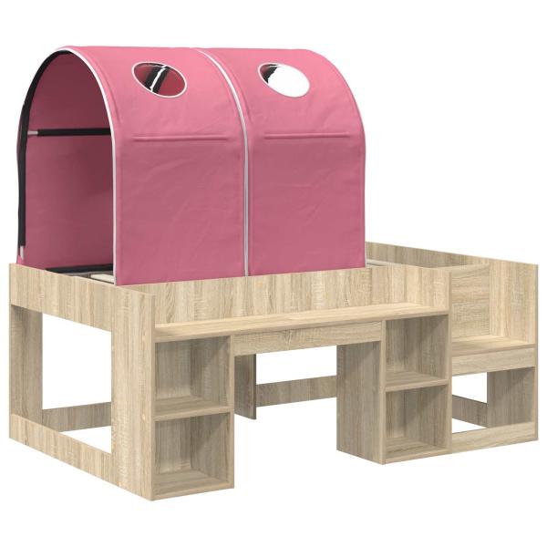 Bett mit Tunnel 3 Stk. Sonoma Eiche und Pink Holzwerkstoff