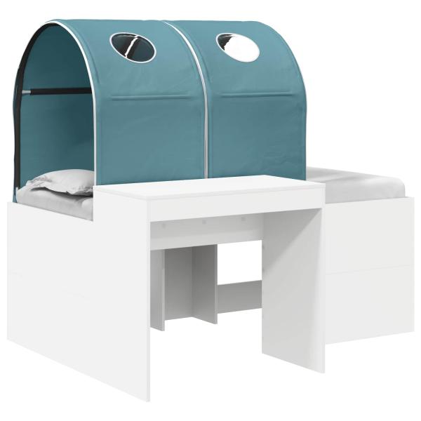 Bett mit Tunnel 3 Stk. Weiß und Hellblau Holzwerkstoff