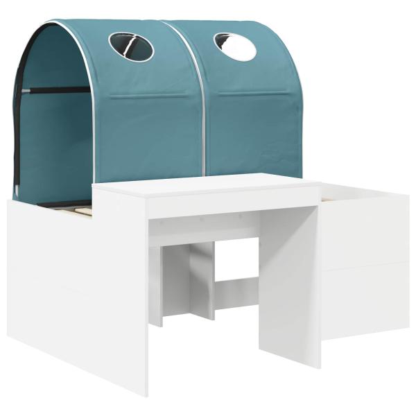 Bett mit Tunnel 3 Stk. Weiß und Hellblau Holzwerkstoff
