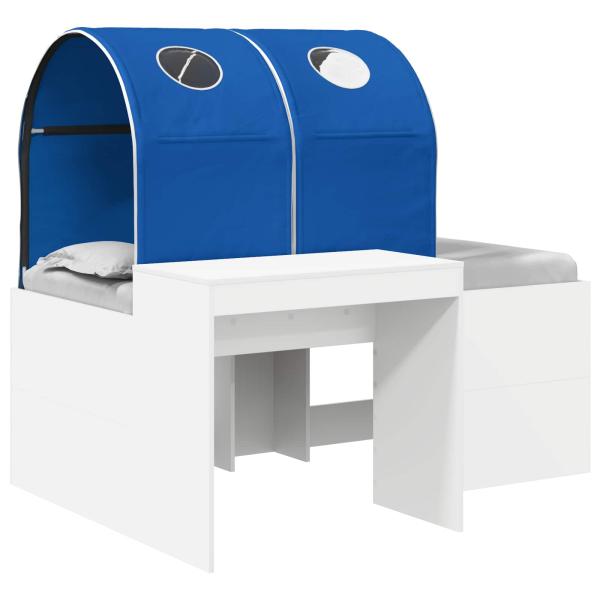 Bett mit Tunnel 3 Stk. Weiß und Blau Holzwerkstoff