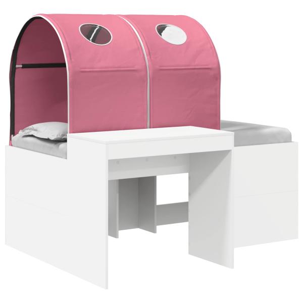 Bett mit Tunnel 3 Stk. Weiß und Rosa Holzwerkstoff