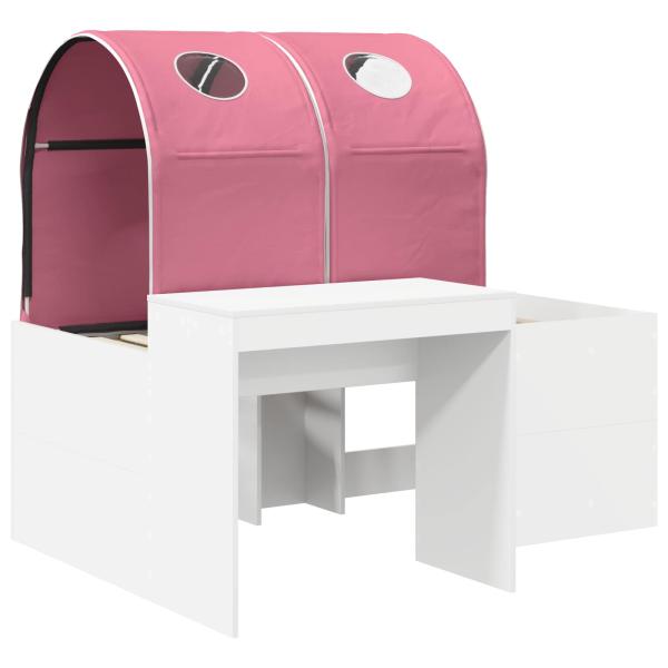 Bett mit Tunnel 3 Stk. Weiß und Rosa Holzwerkstoff