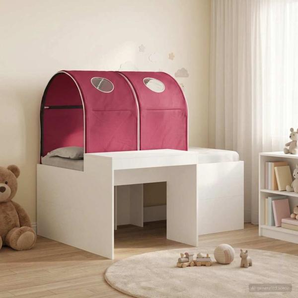 ARDEBO.de - Bett mit Tunnel 3 Stk. Weiß und Rot Holzwerkstoff