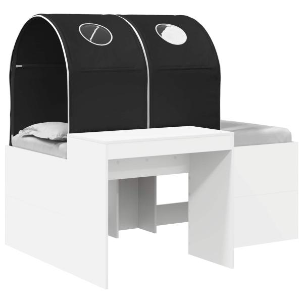 Bett mit Tunnel 3 Stk. Weiß und Schwarz Holzwerkstoff