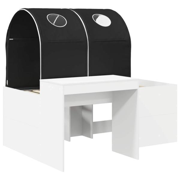 Bett mit Tunnel 3 Stk. Weiß und Schwarz Holzwerkstoff