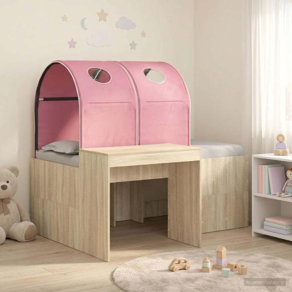 ARDEBO.de - Bett mit Tunnel 3 stk. Sonoma Eiche und Pink Holzwerkstoff