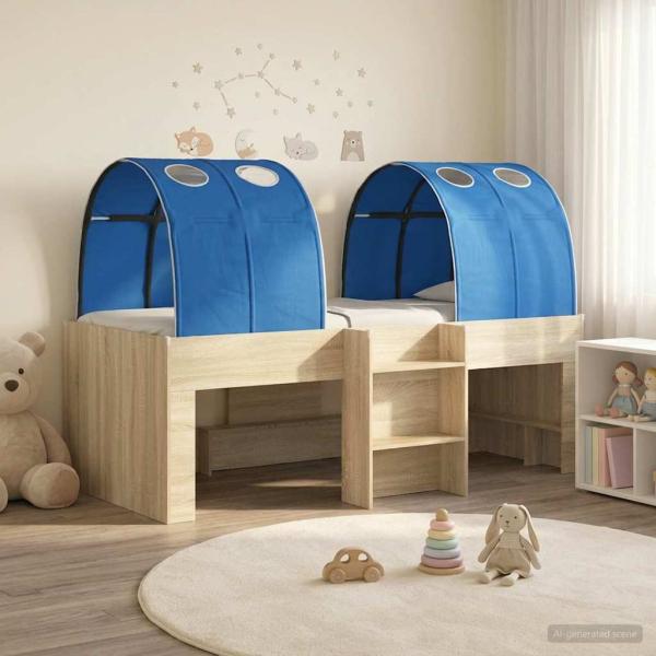 ARDEBO.de - Bett mit Tunnel 4 stk. Sonoma Eiche und Blau Holzwerkstoff