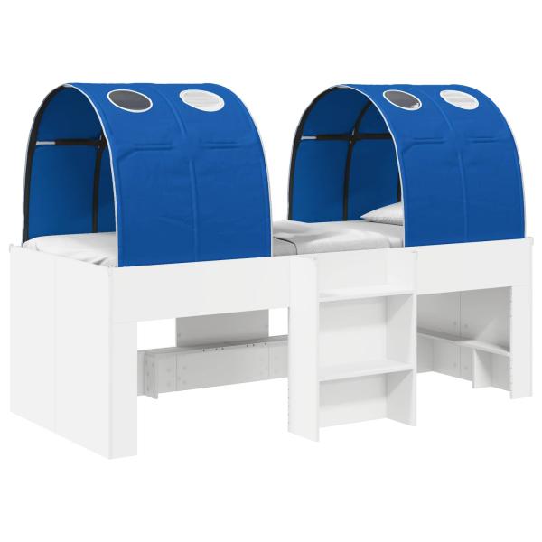 Hochbett für Kinder mit Tunnel 3 stk. Weiß und Blau