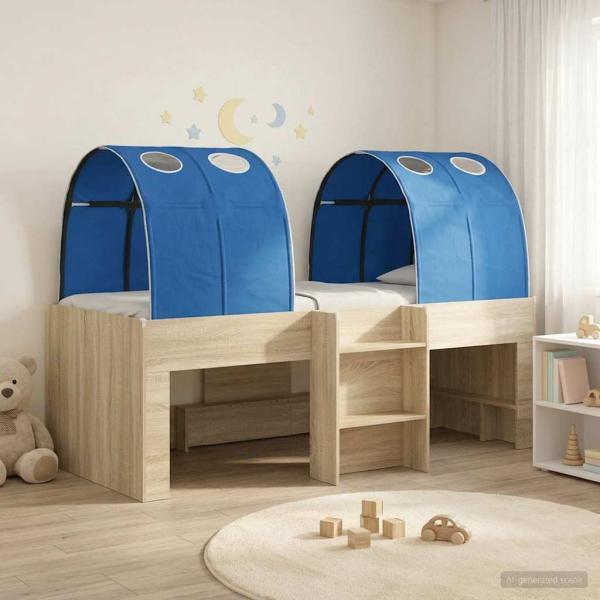 ARDEBO.de - Hochbett für Kinder mit Tunnel 3 stk. Sonoma Eiche und Blau