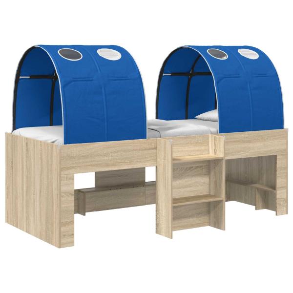 Hochbett für Kinder mit Tunnel 3 stk. Sonoma Eiche und Blau