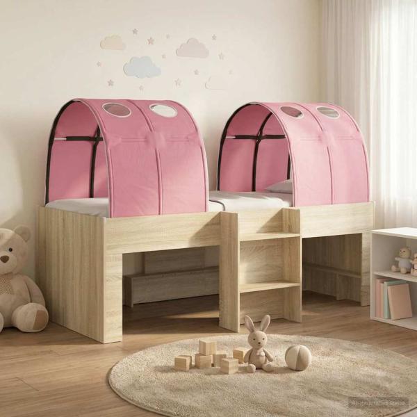 ARDEBO.de - Hochbett für Kinder mit Tunnel Sonoma Eiche und Pink
