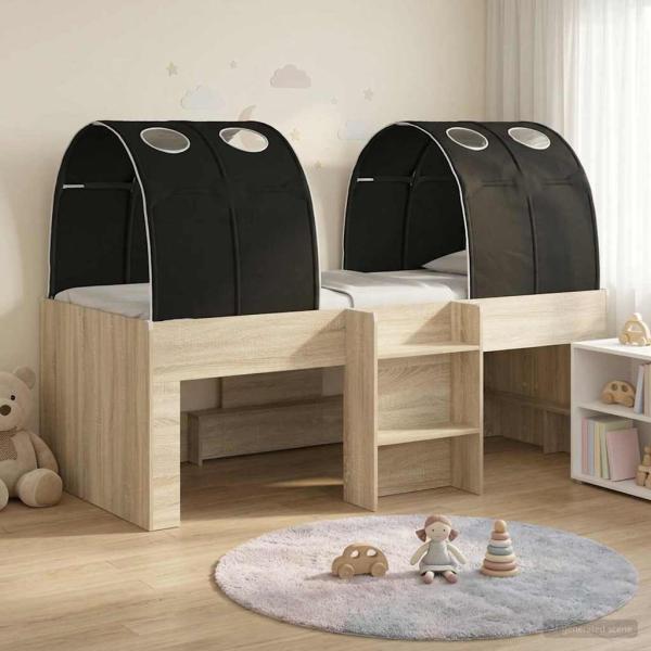 ARDEBO.de - Hochbett für Kinder mit Tunnel 3 stk. Sonoma Eiche und Schwarz