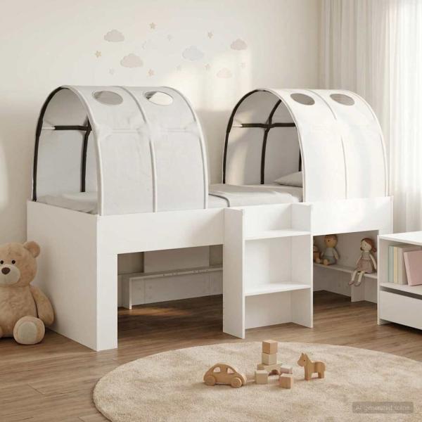 ARDEBO.de - Bett mit Tunnel 3 stk. Weiß Holzwerkstoff