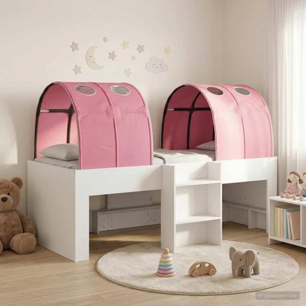 ARDEBO.de - Bett mit Tunnel 3 stk. Weiß und Rosa Holzwerkstoff