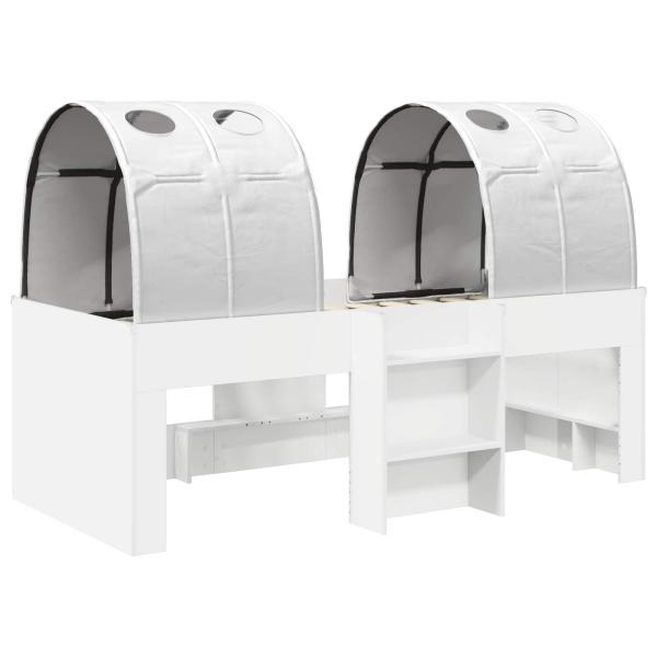 Bett mit Tunnel 3 stk. Weiß Holzwerkstoff