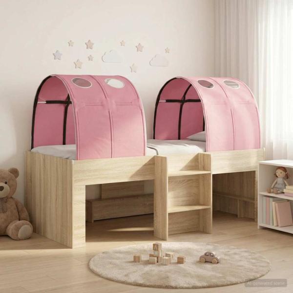 ARDEBO.de - Bett mit Tunnel 4 stk. Sonoma und Pink Holzwerkstoff