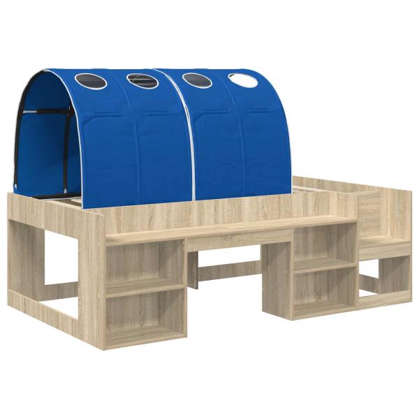 Bett mit Tunnel 3 stk. Sonoma Eiche und Blau Holzwerkstoff