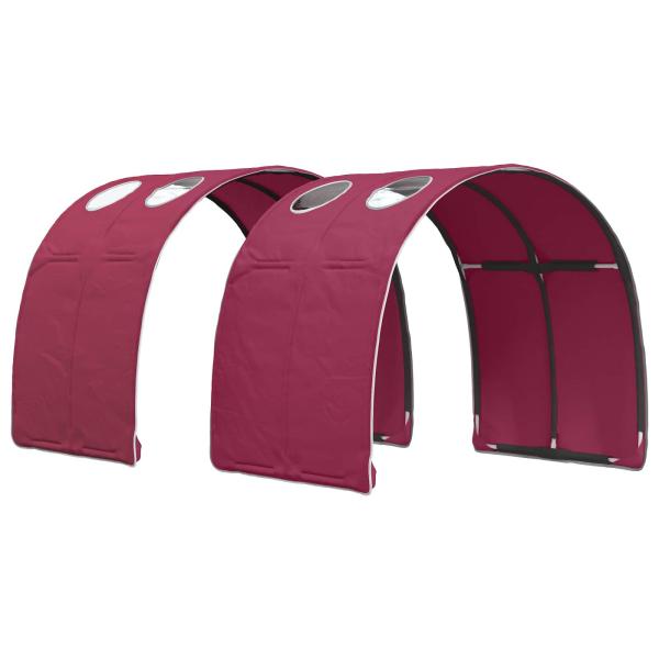 Bett mit Tunnel 3 stk. Sonoma Eiche und Rot Holzwerkstoff