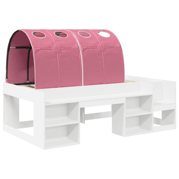 Hochbett für Kinder mit Stauraum 3 Stk. Weiß und Rosa