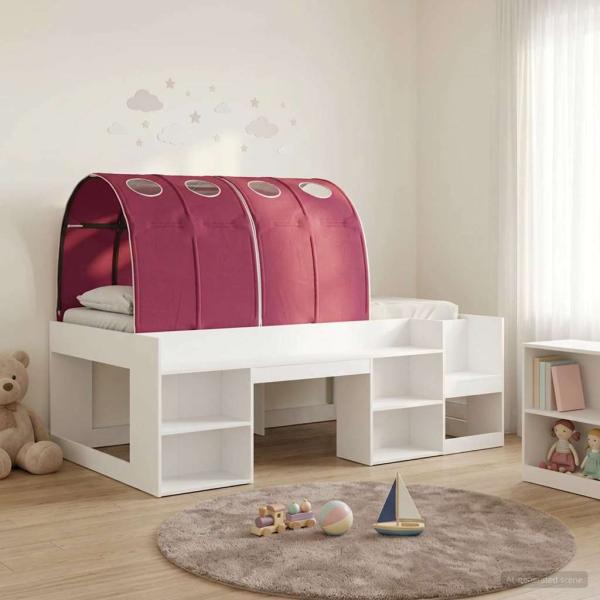 ARDEBO.de - Hochbett für Kinder mit Stauraum 3 Stk. Weiß und Rot
