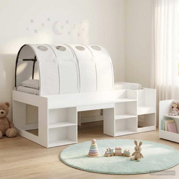 ARDEBO.de - Hochbett für Kinder mit Stauraum 3 Stk. Weiß Holzwerkstoff