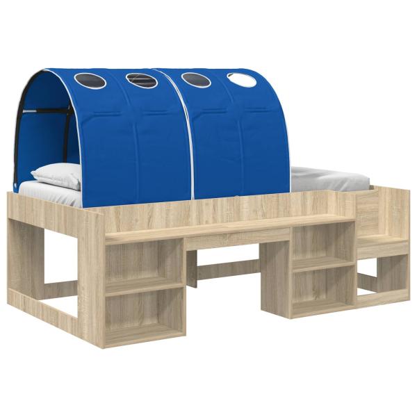 Bettgestell mit Tunnel mit Regal 3 stk. Sonoma Eiche und Blau