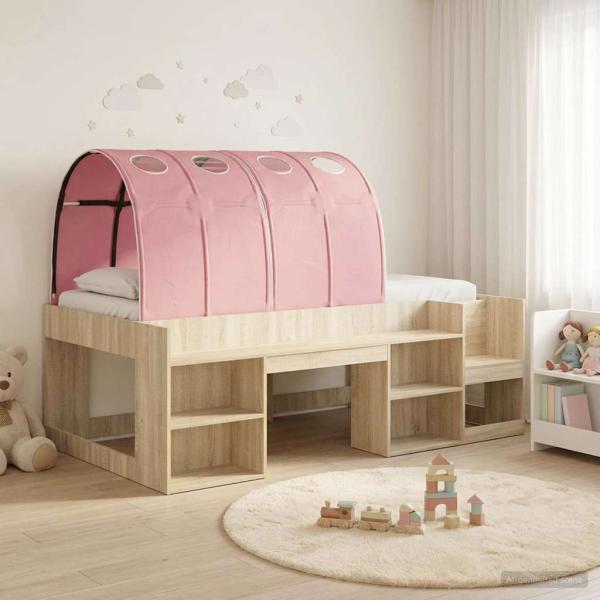 ARDEBO.de - Bettgestell mit Tunnel mit Regal 3 stk. Sonoma Eiche und Pink