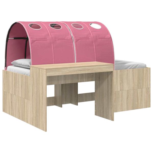 Bettgestell mit Tunnel mit Regal 3 stk. Sonoma Eiche und Pink