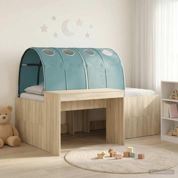 ARDEBO.de - Bett mit Tunnel 3 stk. Sonoma Eiche und Hellblau Holzwerkstoff