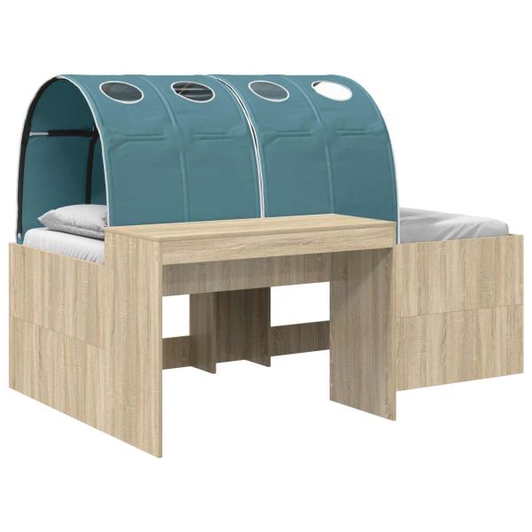 Bett mit Tunnel 3 stk. Sonoma Eiche und Hellblau Holzwerkstoff