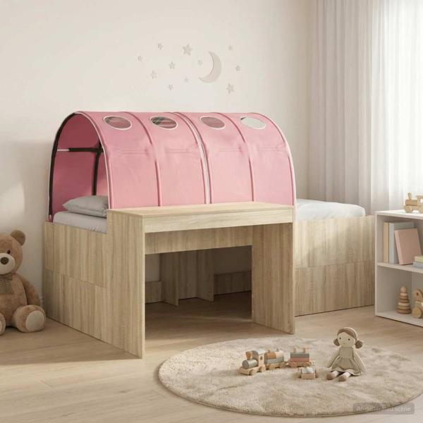 ARDEBO.de - Bett mit Tunnel 3 stk. Sonoma Eiche und Pink Holzwerkstoff