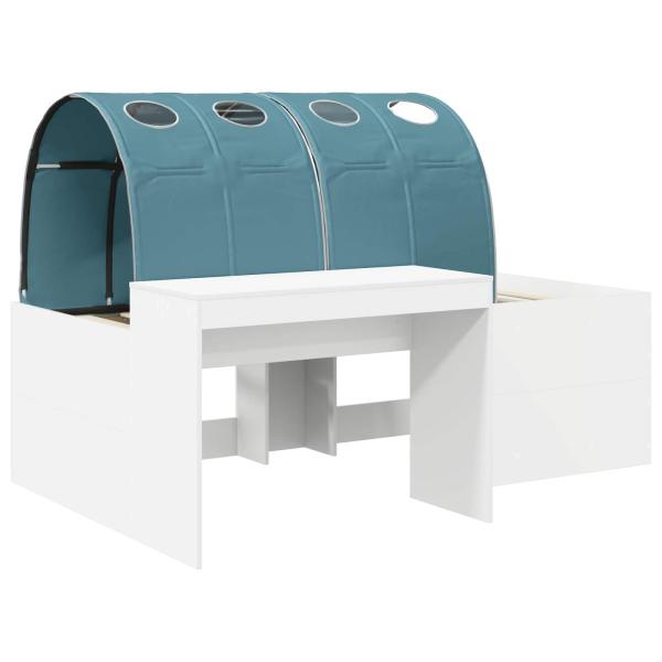 Bett mit Tunnel 3 Stk. Weiß und Hellblau Holzwerkstoff