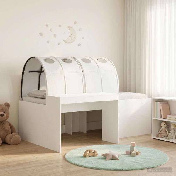 ARDEBO.de - Bett mit Tunnel 3 Stk. Weiß Holzwerkstoff