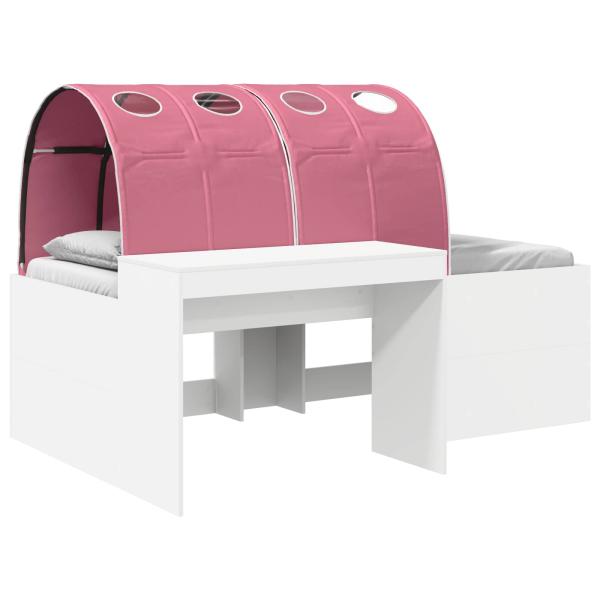 Hochbett mit Schreibtisch für Kinder 3 Stk. Weiß und Rosa