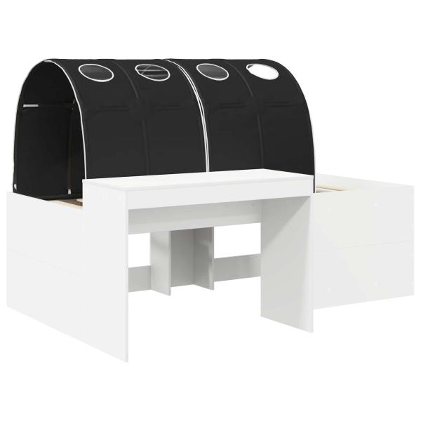 Hochbett mit Schreibtisch für Kinder 3 Stk. Weiß und Schwarz