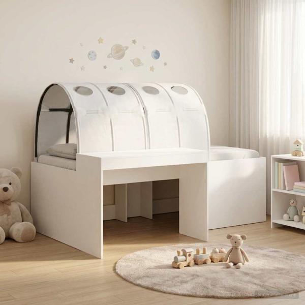 ARDEBO.de - Hochbett mit Schreibtisch für Kinder 3 Stk. Weiß Holzwerkstoff