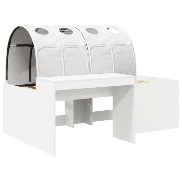 Hochbett mit Schreibtisch für Kinder 3 Stk. Weiß Holzwerkstoff