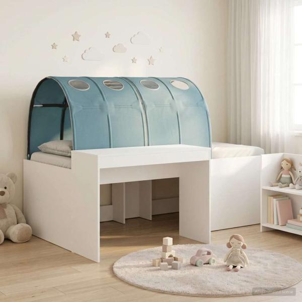 ARDEBO.de - Bett mit Tunnel 3 stk. Weiß und Hellblau