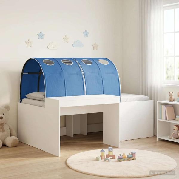 ARDEBO.de - Bett mit Tunnel 3 stk. Artisian Eiche und Blau Holzwerkstoff