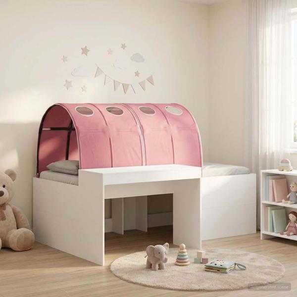ARDEBO.de - Bett mit Tunnel 3 stk. Weiß und Rosa 118,6 x 193,2 x 75,1 cm