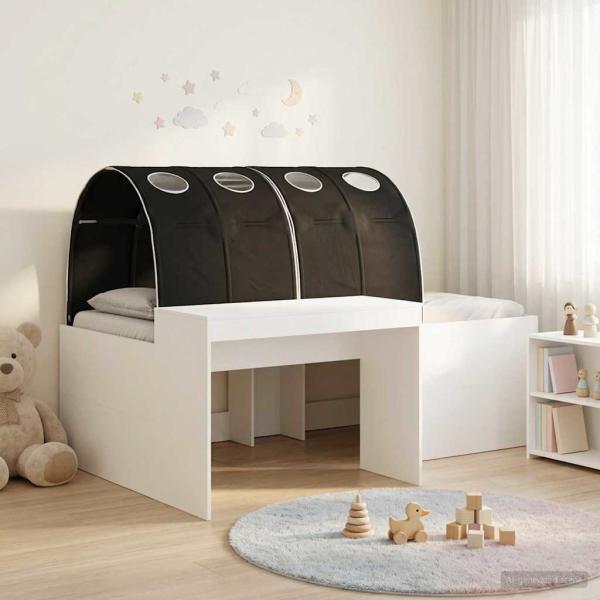 ARDEBO.de - Bett mit Tunnel 3 stk. Artisian Eiche und Schwarz Holzwerkstoff