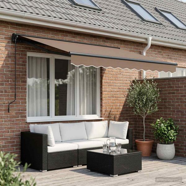 ARDEBO.de - Manuell einziehbare Markise Taupe 3,5 x 2 m