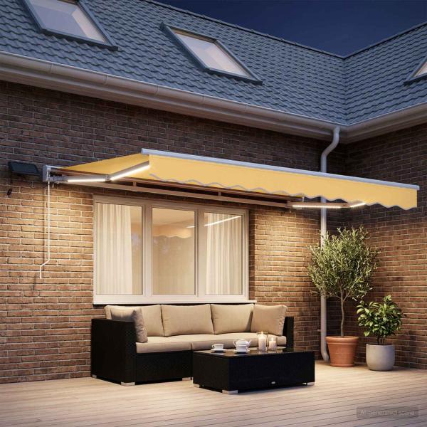 Manueller Markisenrahmen mit LEDs Sand 3,5 x 2 m